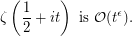 $$\zeta\left(\frac12 + it\right) \mbox{ is }\mathcal{O}(t^\epsilon).$$