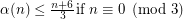 $ \alpha(n) \leq \frac{n+6}{3}  \mbox{if } n \equiv 0 \pmod{3} $