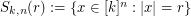 $ S_{k,n}(r):=\{x\in[k]^n : |x| = r\} $