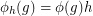 $ \phi_h(g) = \phi(g) h $