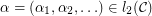 $ \alpha=(\alpha_1,\alpha_2,\ldots)\in l_2(\cal{C}) $