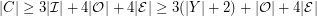 $ |C| \ge 3|{\mathcal I}| + 4|{\mathcal O}| + 4 |{\mathcal E}| \ge 3( |Y| + 2 ) + |{\mathcal O}| + 4|{\mathcal E}| $