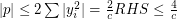 $ |p|\leq 2\sum |y_i^2|=\frac2{c}RHS\leq \frac4{c} $